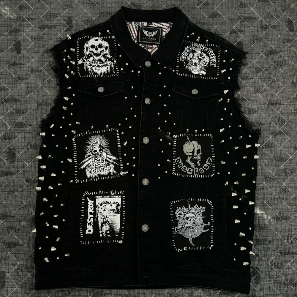 HARDCORE PUNK / CRUST PUNK STUDDED DENIM VEST